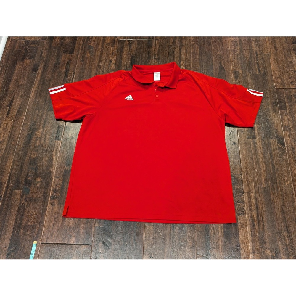 Vintage Adidas Polo Shirt Mens 3XL Red ClimaCool‎ Mesh 3-Stripes Athletic 00s